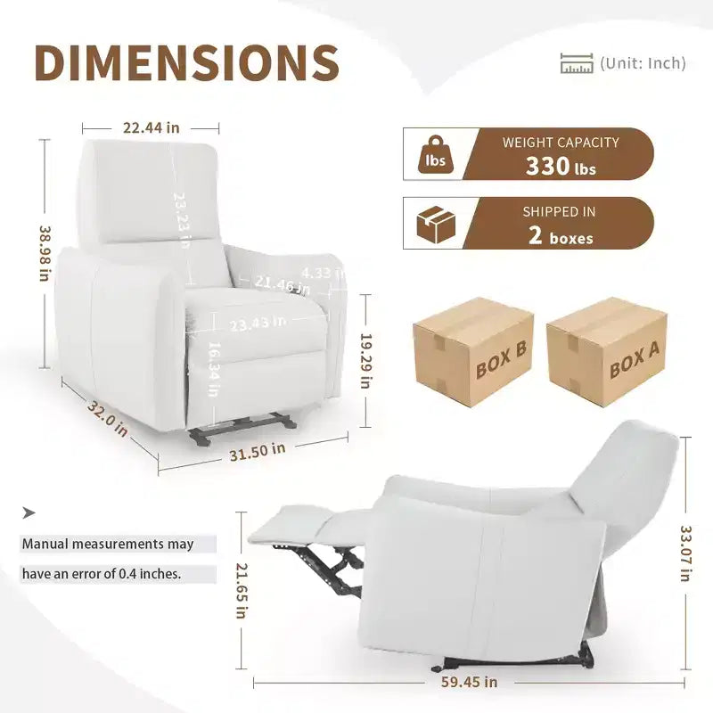 Okak Fauteuil inclinable électrique Fauteuil d'appoint inclinable mural avec port USB Fauteuil inclinable pour salon chambre