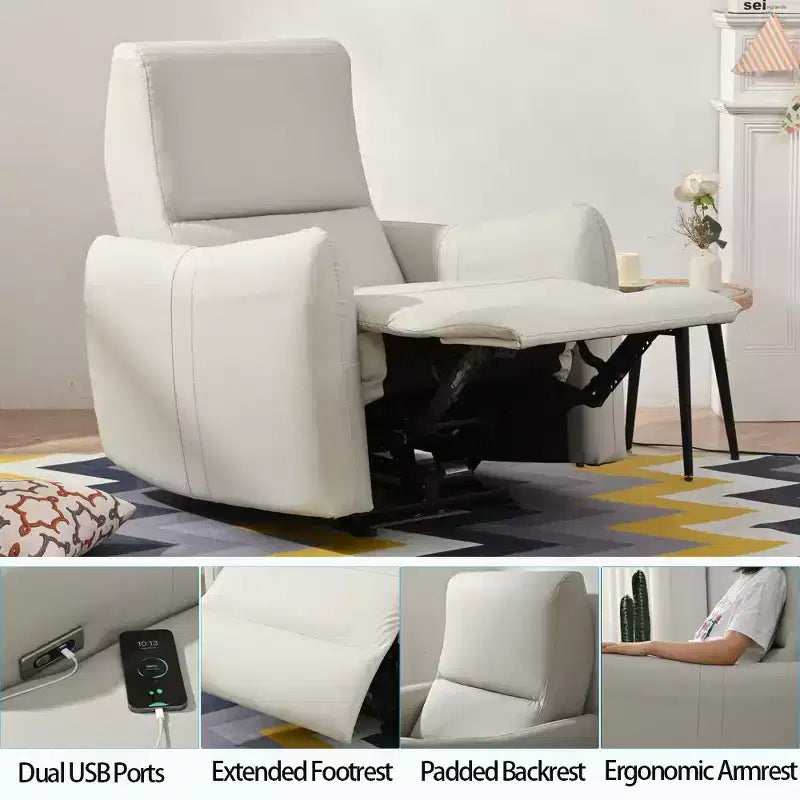 Okak Fauteuil inclinable électrique Fauteuil d'appoint inclinable mural avec port USB Fauteuil inclinable pour salon chambre