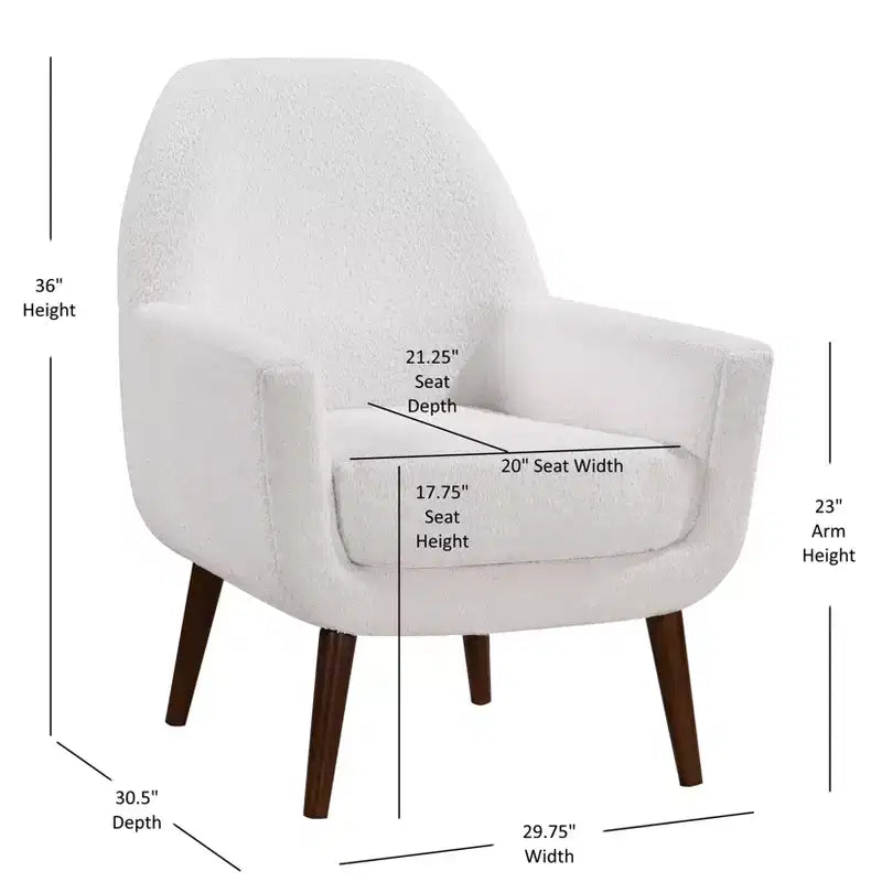 Okak Chaise d'appoint élégante, fauteuil de lecture pour salon avec coussin moelleux, fauteuil Prince Mid-Century avec pieds en bois massif pour bureau et chambre