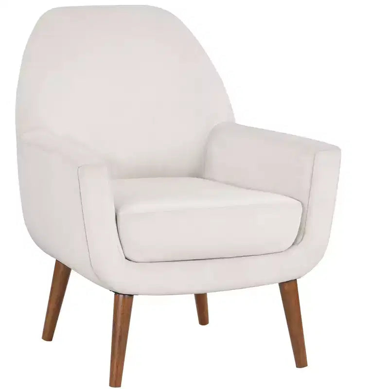 Okak Chaise d'appoint élégante, fauteuil de lecture pour salon avec coussin moelleux, fauteuil Prince Mid-Century avec pieds en bois massif pour bureau et chambre