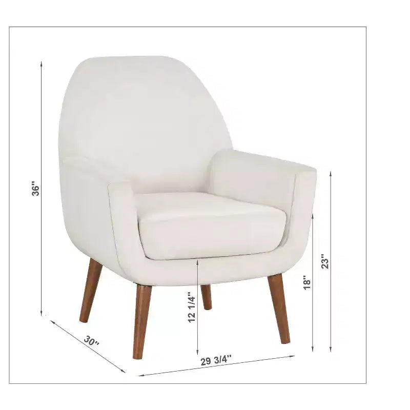 Okak Chaise d'appoint élégante, fauteuil de lecture pour salon avec coussin moelleux, fauteuil Prince Mid-Century avec pieds en bois massif pour bureau et chambre