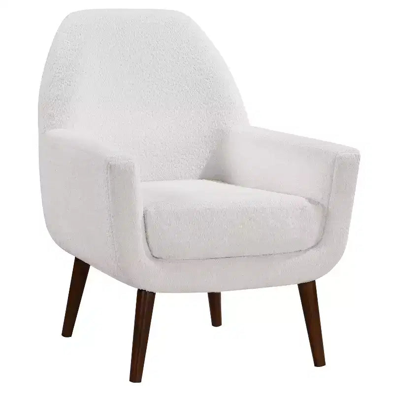 Okak Chaise d'appoint élégante, fauteuil de lecture pour salon avec coussin moelleux, fauteuil Prince Mid-Century avec pieds en bois massif pour bureau et chambre