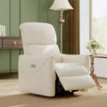 Power Recliner Chair Swivel Glider Upholstered Faux Leather Nursery Rocker Reclining Sofa Chair with Charging Port, Curved Armrests