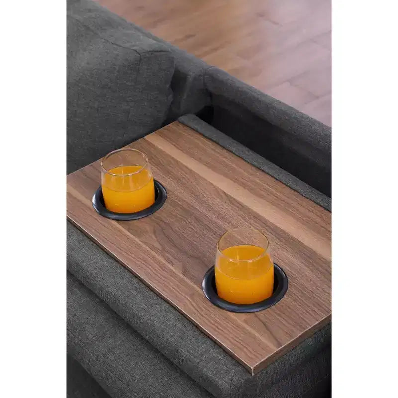 Canapé d'angle Okak 98 avec pouf modulable et 2 coussins décoratifs, chaise longue moderne en lin pour salon, appartement