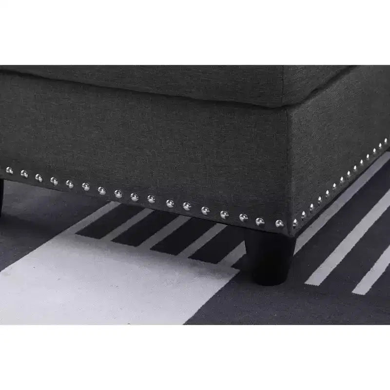 Canapé d'angle Okak 98 avec pouf modulable et 2 coussins décoratifs, chaise longue moderne en lin pour salon, appartement