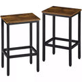 HomeRoots Set of Two 26 Brown and Black Steel and Wood Backless Counter Height Bar Chairs