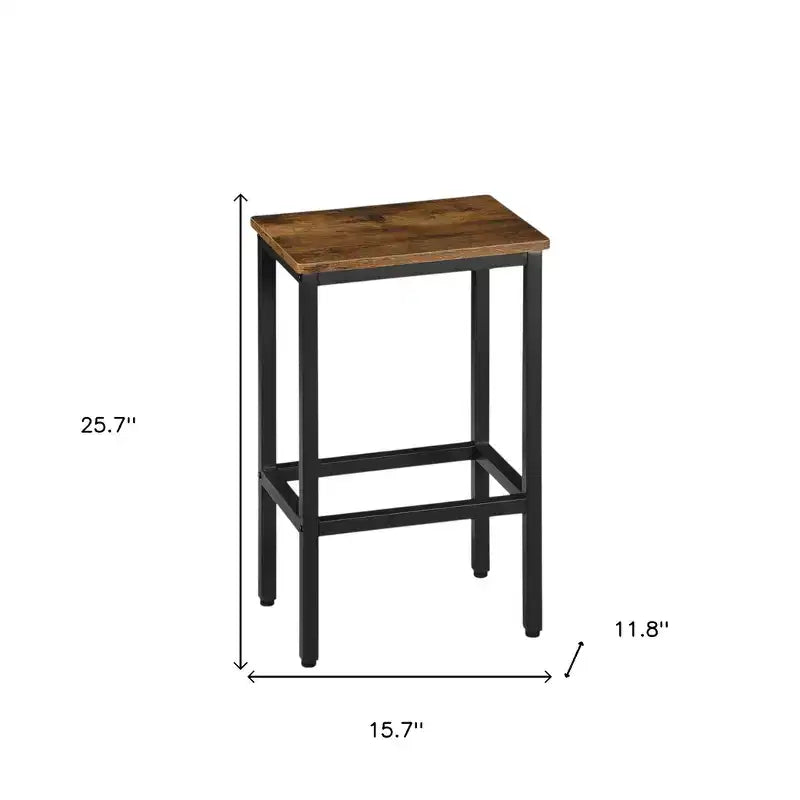HomeRoots Lot de Deux Chaises de Bar Marron et Noir en Acier et Bois sans Dossier, Hauteur Comptoir, de 26 po