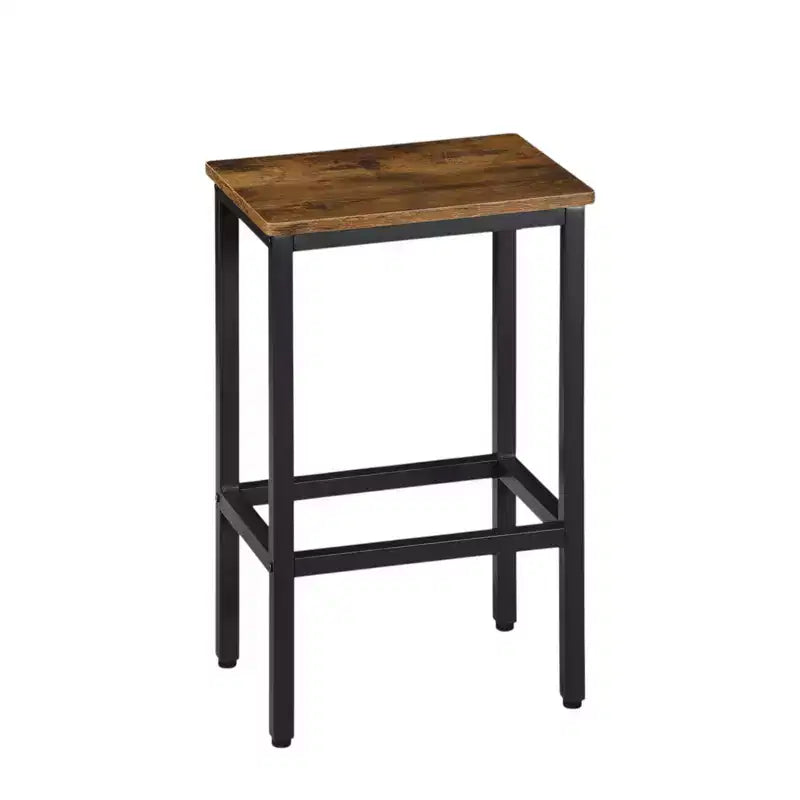 HomeRoots Lot de Deux Chaises de Bar Marron et Noir en Acier et Bois sans Dossier, Hauteur Comptoir, de 26 po