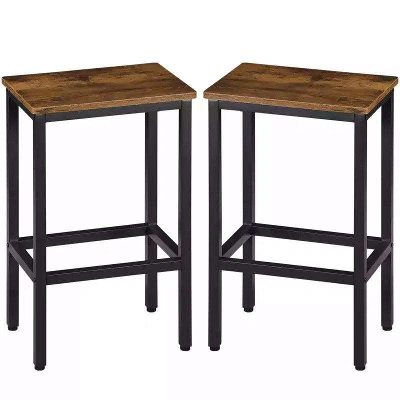 HomeRoots Lot de Deux Chaises de Bar Marron et Noir en Acier et Bois sans Dossier, Hauteur Comptoir, de 26 po