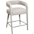 25 Ivory Metal and Fabric Low Back Counter Height Bar Chair
