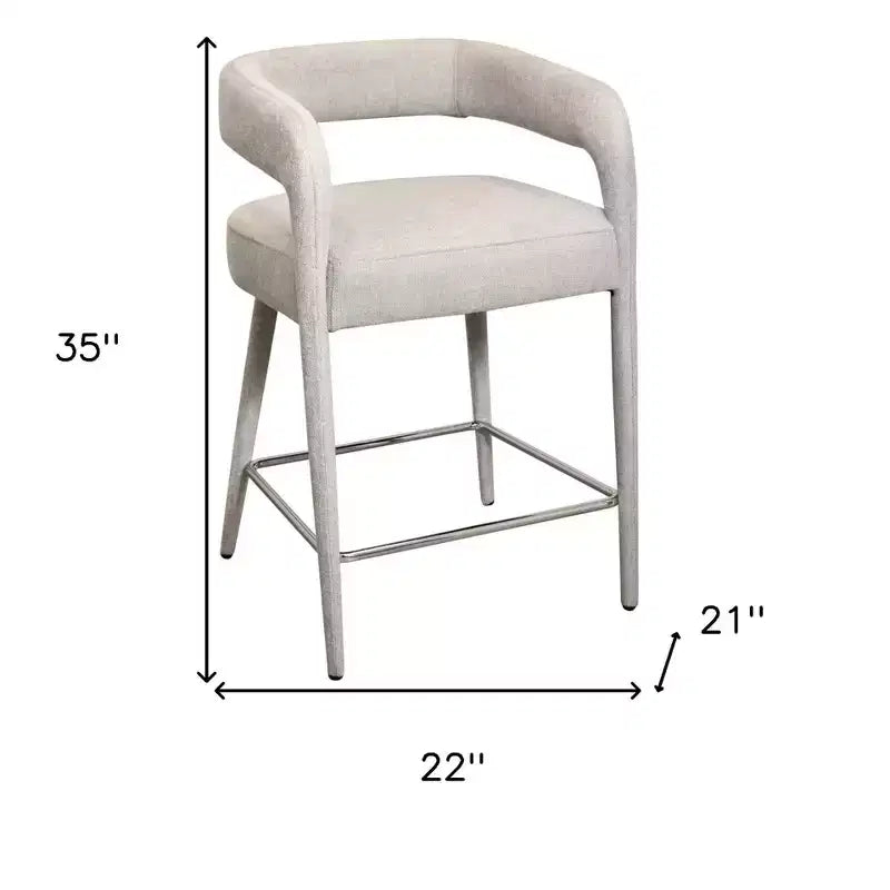 25 chaises de bar de comptoir à dossier bas en métal et tissu ivoire