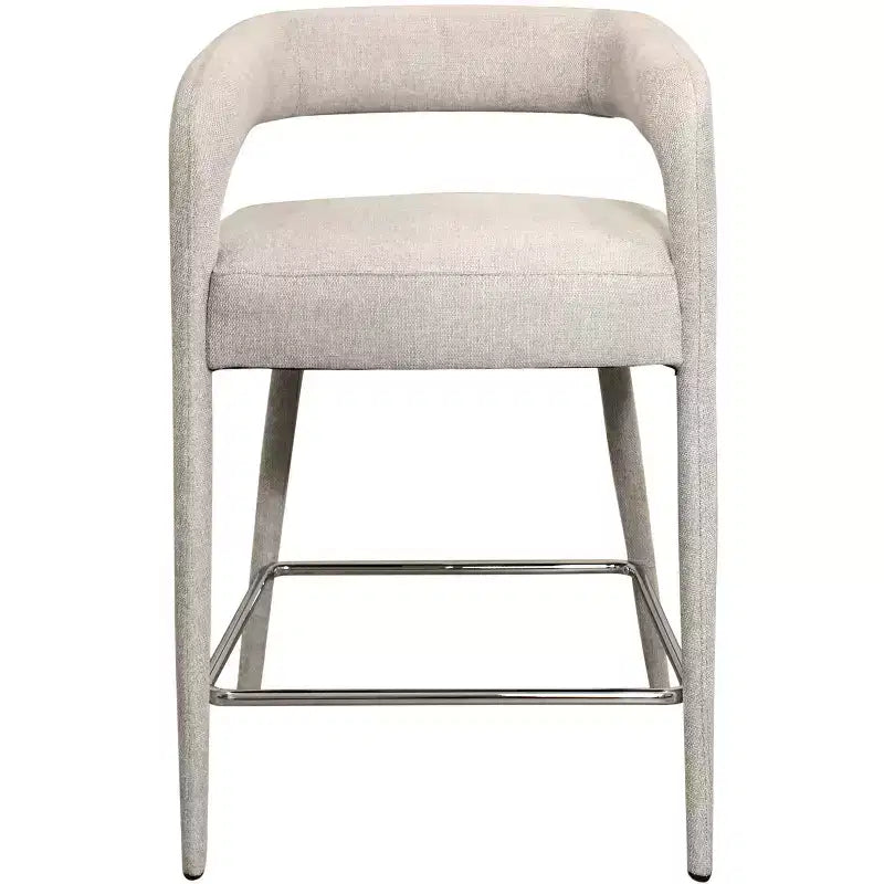 25 chaises de bar de comptoir à dossier bas en métal et tissu ivoire
