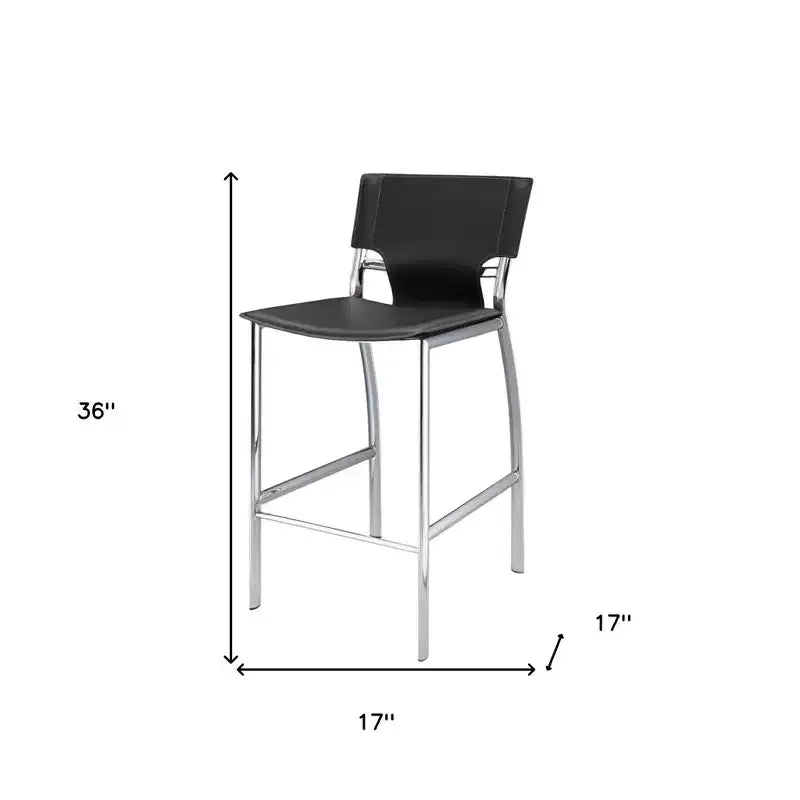 HomeRoots Ensemble de deux tabourets de bar gris et argent en similicuir et métal à dossier bas de 63,5 cm