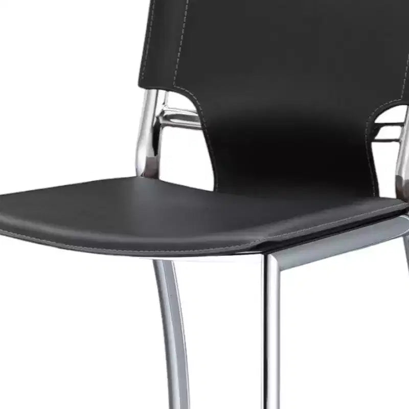 HomeRoots Ensemble de deux tabourets de bar gris et argent en similicuir et métal à dossier bas de 63,5 cm