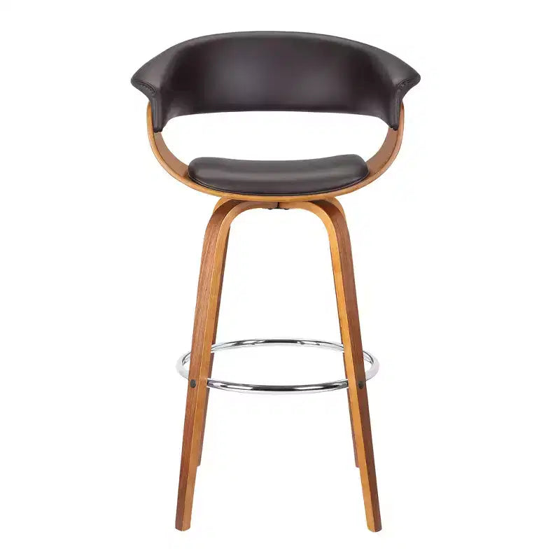 HomeRoots 27 Brown Faux Leather And Iron Swivel Low Back Counter Height Bar Chair