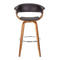 HomeRoots 27 Brown Faux Leather And Iron Swivel Low Back Counter Height Bar Chair
