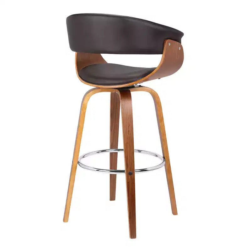 HomeRoots Chaise de bar pivotante à dossier bas en faux cuir marron et fer, hauteur comptoir, 27 po