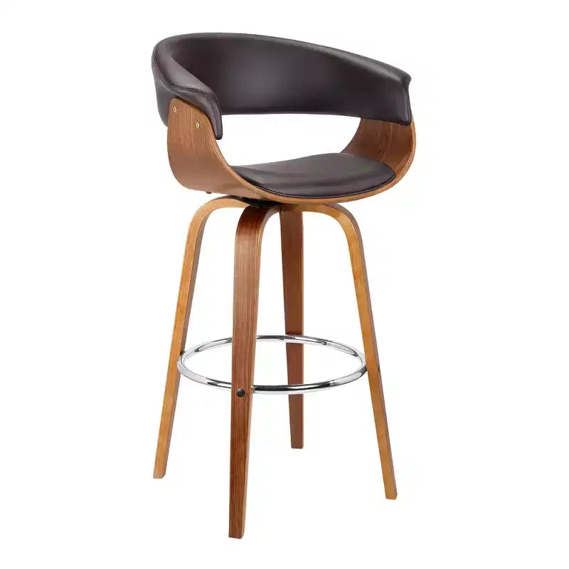 HomeRoots Chaise de bar pivotante à dossier bas en faux cuir marron et fer, hauteur comptoir, 27 po