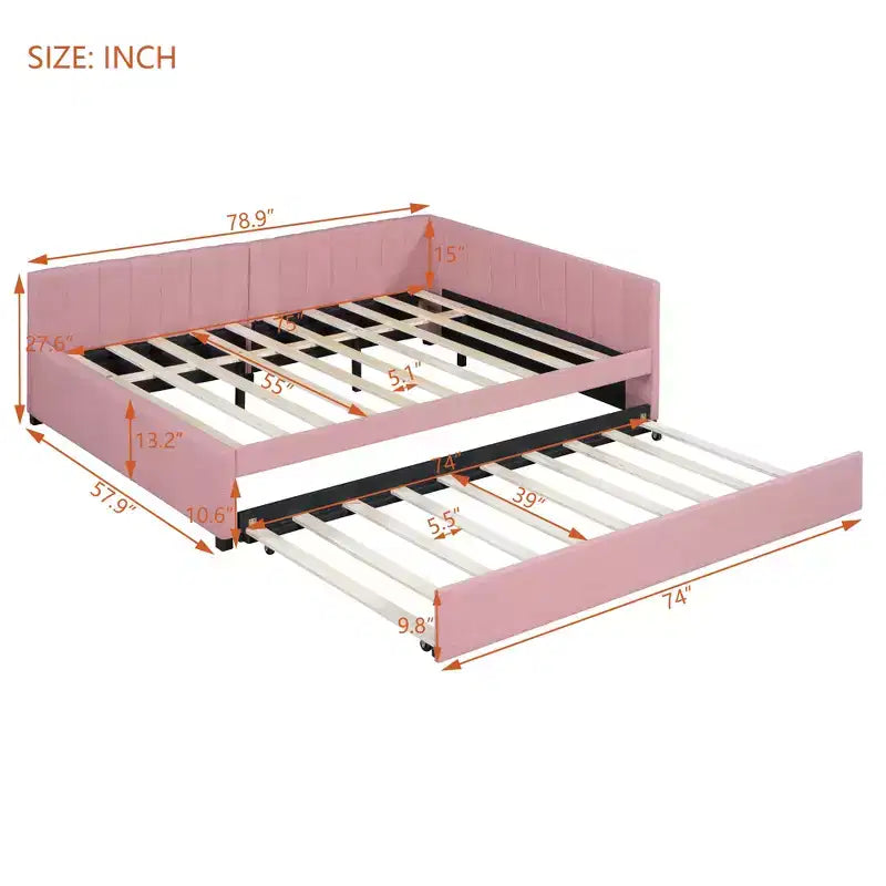 Canapé-lit rembourré pleine grandeur Whisen avec lit gigogne