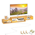 Hausource Floating TV Stand with RGB LED, Power Strip & Storage  Sleek Wall Mounted Media Console
