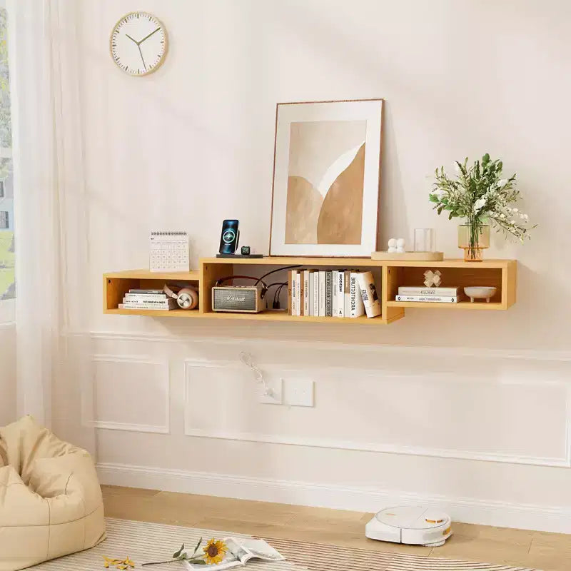 Meuble TV flottant Hausource avec LED RVB, multiprise et rangement – Console multimédia murale élégante