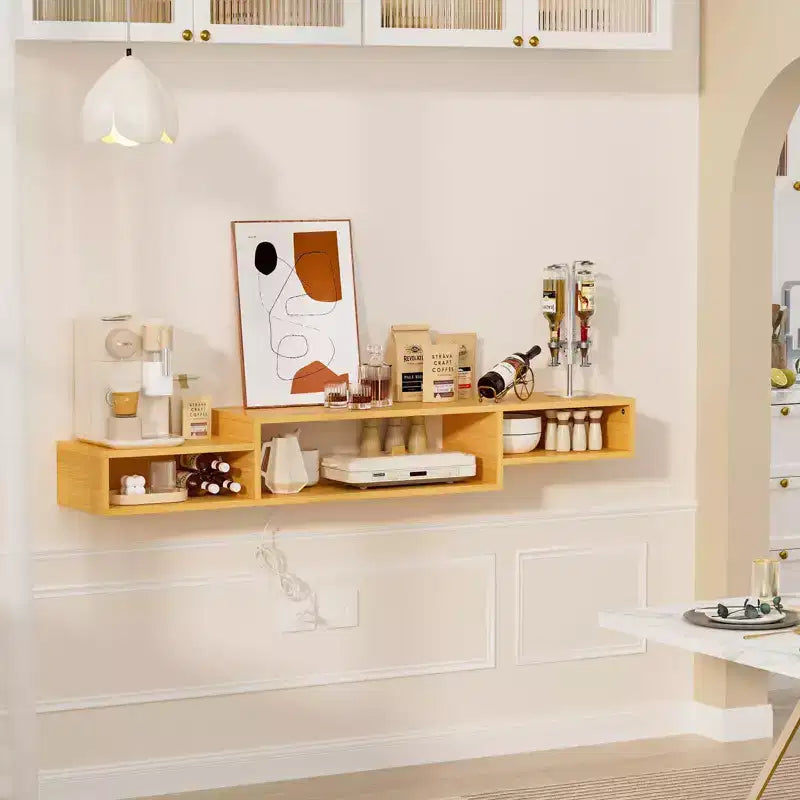 Meuble TV flottant Hausource avec LED RVB, multiprise et rangement – Console multimédia murale élégante