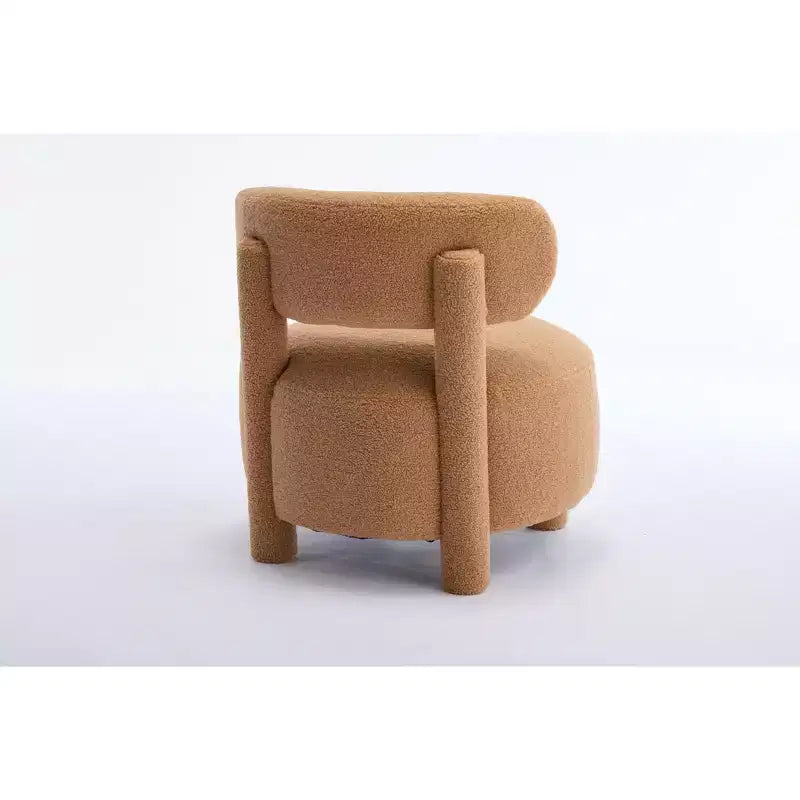 Fauteuil d'appoint sans accoudoirs avec dossier incurvé, en tissu peluche/fourrure, blanc/kaki - ModernLuxe