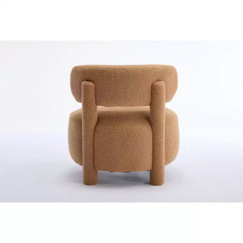 Fauteuil d'appoint sans accoudoirs avec dossier incurvé, en tissu peluche/fourrure, blanc/kaki - ModernLuxe