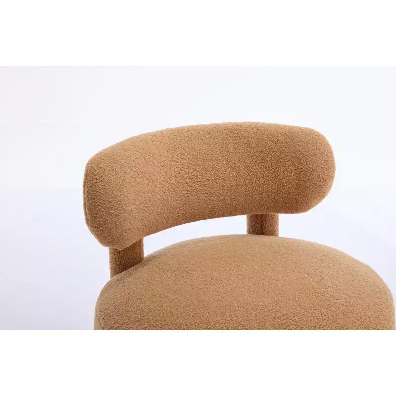 Fauteuil d'appoint sans accoudoirs avec dossier incurvé, en tissu peluche/fourrure, blanc/kaki - ModernLuxe