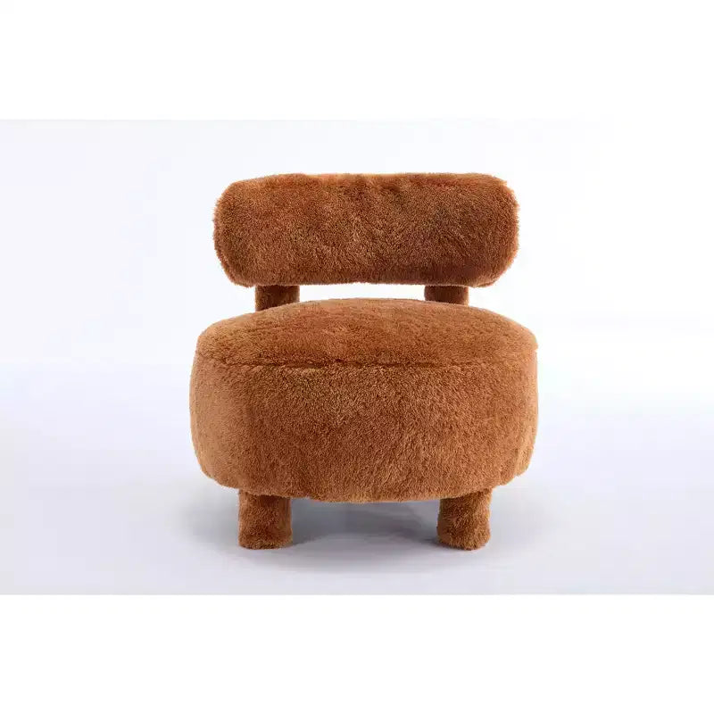 Fauteuil d'appoint sans accoudoirs avec dossier incurvé, en tissu peluche/fourrure, blanc/kaki - ModernLuxe