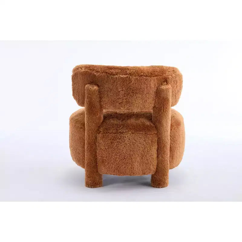 Fauteuil d'appoint sans accoudoirs avec dossier incurvé, en tissu peluche/fourrure, blanc/kaki - ModernLuxe