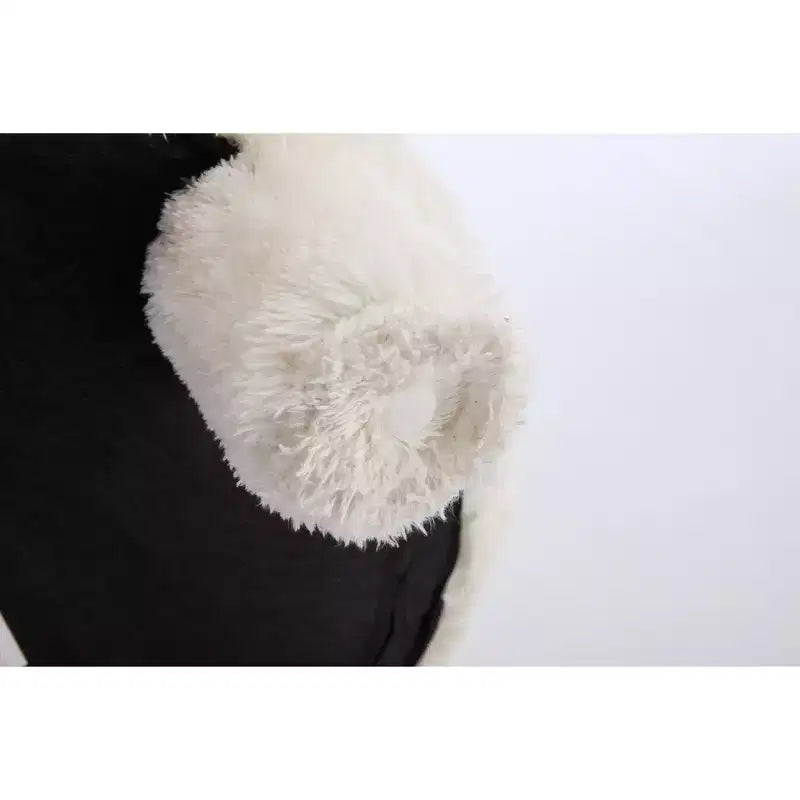 Fauteuil d'appoint sans accoudoirs avec dossier incurvé, en tissu peluche/fourrure, blanc/kaki - ModernLuxe