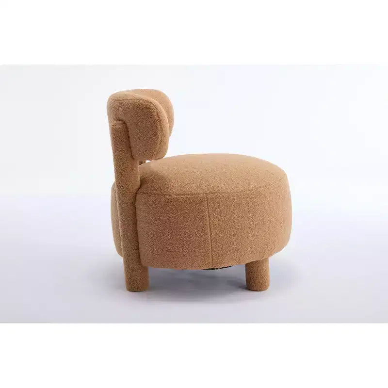 Fauteuil d'appoint sans accoudoirs avec dossier incurvé, en tissu peluche/fourrure, blanc/kaki - ModernLuxe
