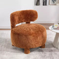 Fauteuil d'appoint sans accoudoirs avec dossier incurvé, en tissu peluche/fourrure, blanc/kaki - ModernLuxe