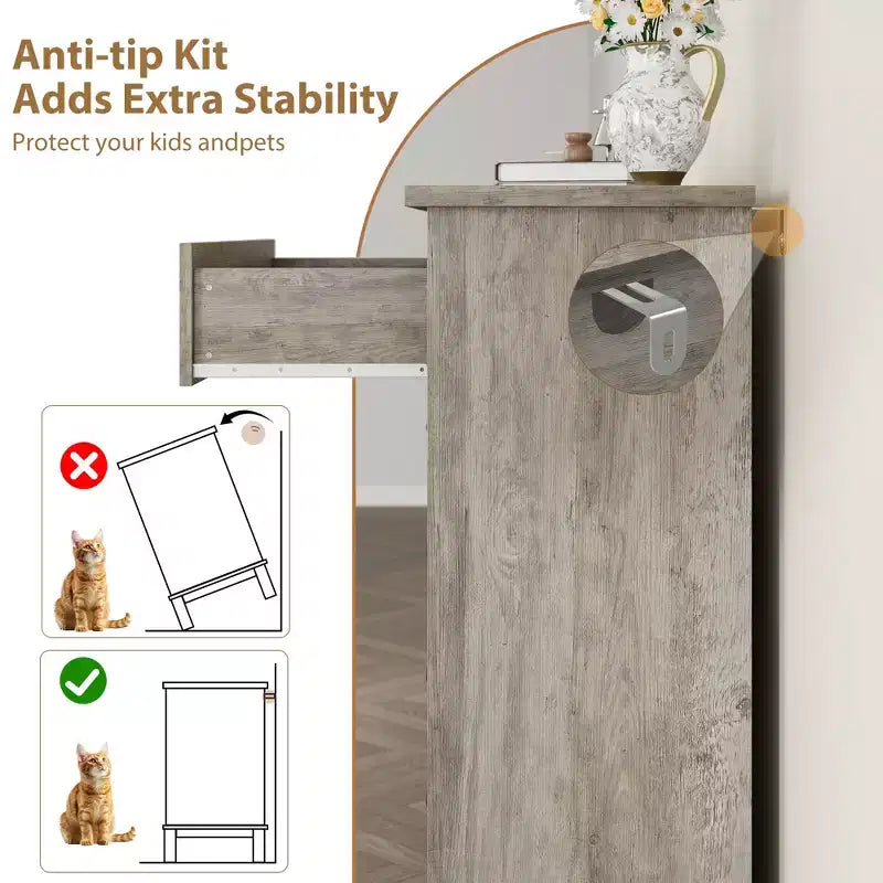 Garvee 5 Commode pour Chambre, Grande Commode à Tiroirs de 105 cm avec Rangement Autonome, Coffre de Rangement en Bois pour Salon, Chambre