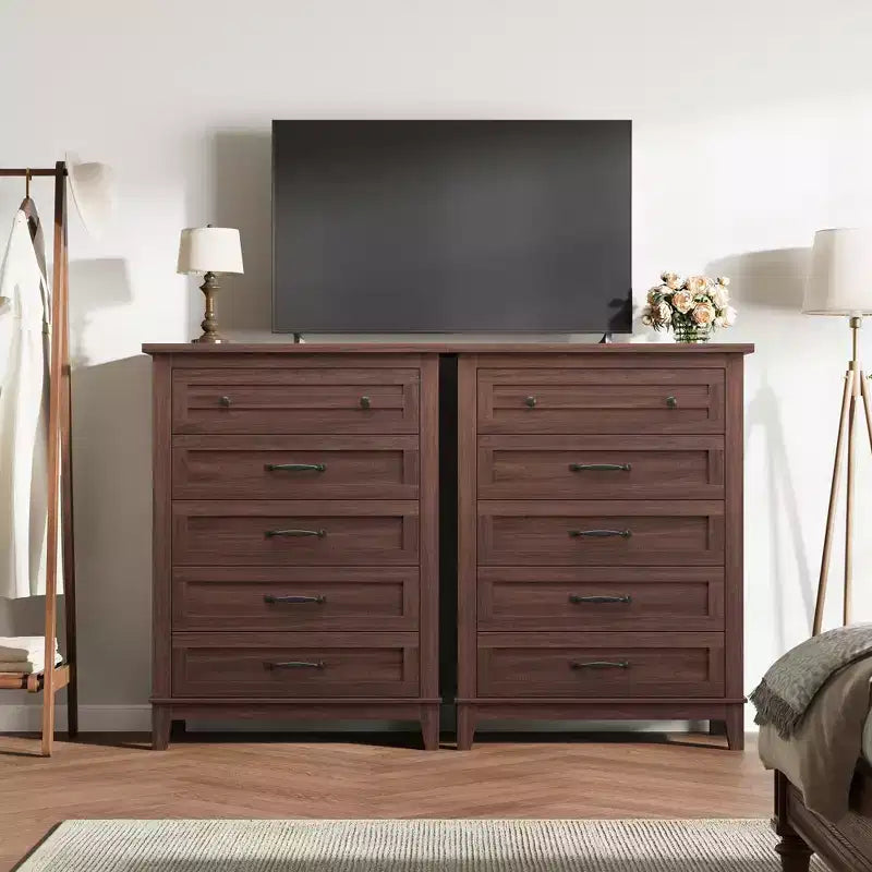 Garvee 5 Commode pour Chambre, Grande Commode à Tiroirs de 105 cm avec Rangement Autonome, Coffre de Rangement en Bois pour Salon, Chambre