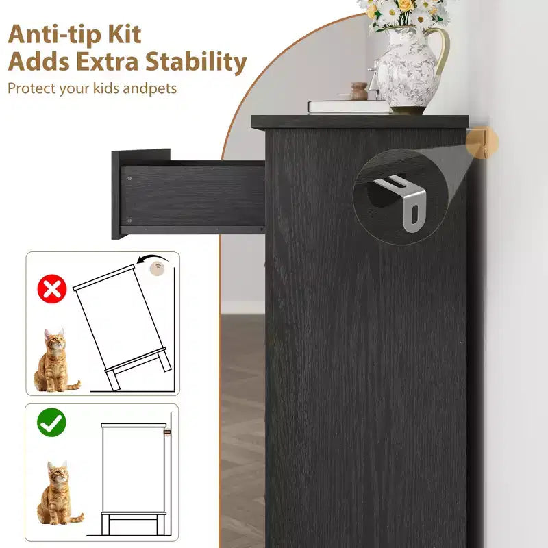 Garvee 5 Commode pour Chambre, Grande Commode à Tiroirs de 105 cm avec Rangement Autonome, Coffre de Rangement en Bois pour Salon, Chambre