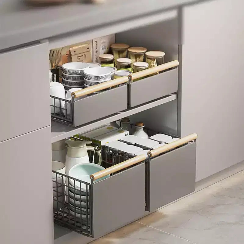 Tiroir de cuisine extensible en métal, organiseur de placard coulissant télescopique pour meuble de cuisine, sans perçage, étagère sous évier pour placard