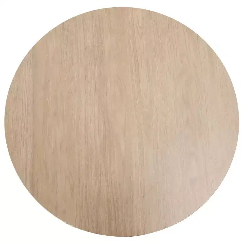 LeisureMod Bristol 35 Table de salle à manger ronde moderne Plateau en MDF durable et base en acier noyer à transfert de bois pour cuisine, salle à manger ou cafés