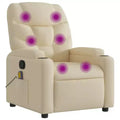 vidaXL Cream Fabric Recliner Chair - 6-Point Vibration Massage, Adjustable Back & Footrest