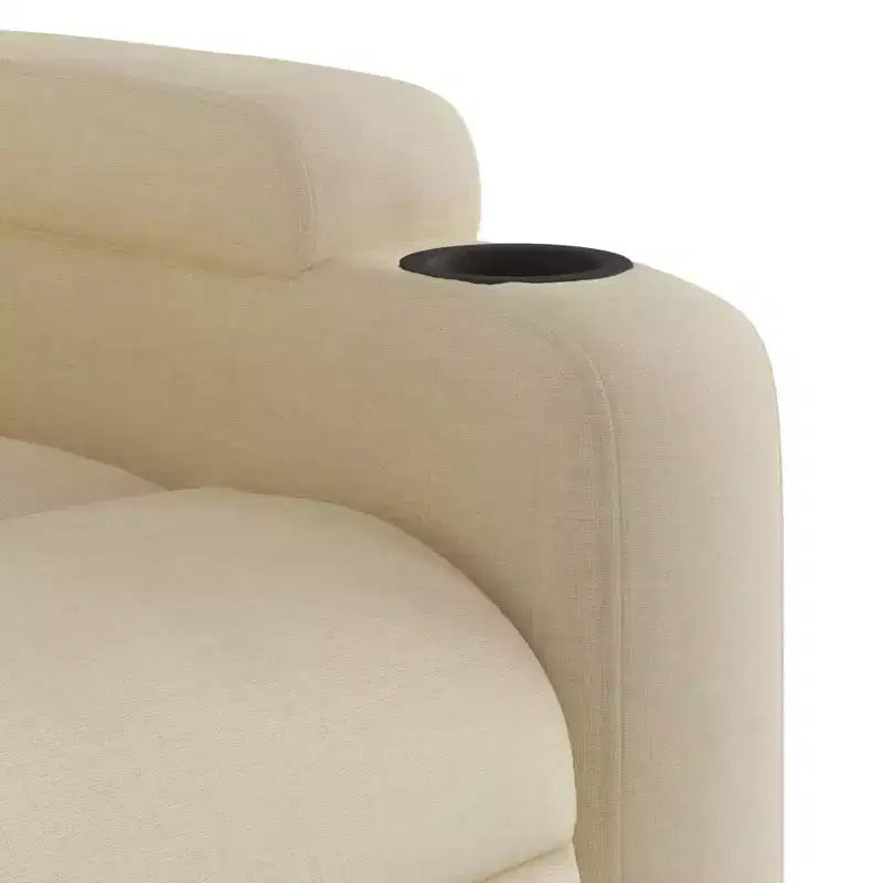 vidaXL Fauteuil inclinable en tissu crème - Massage vibrant 6 points, dossier et repose-pieds réglables