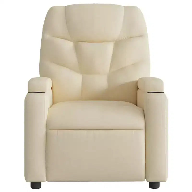 vidaXL Fauteuil inclinable en tissu crème - Massage vibrant 6 points, dossier et repose-pieds réglables