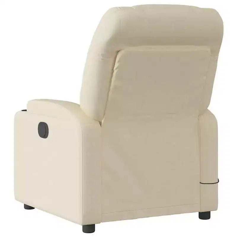 vidaXL Fauteuil inclinable en tissu crème - Massage vibrant 6 points, dossier et repose-pieds réglables