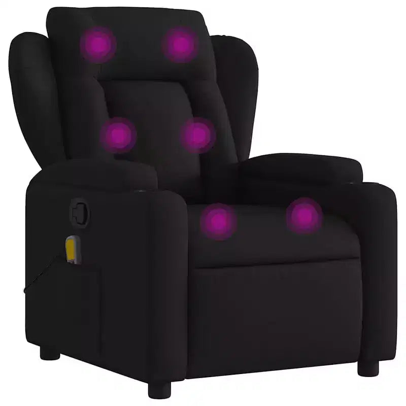 vidaXL Black Fabric Recliner Chair - 6-Point Vibration Massage, Adjustable Backrest & Footrest for Ultimate Relaxation