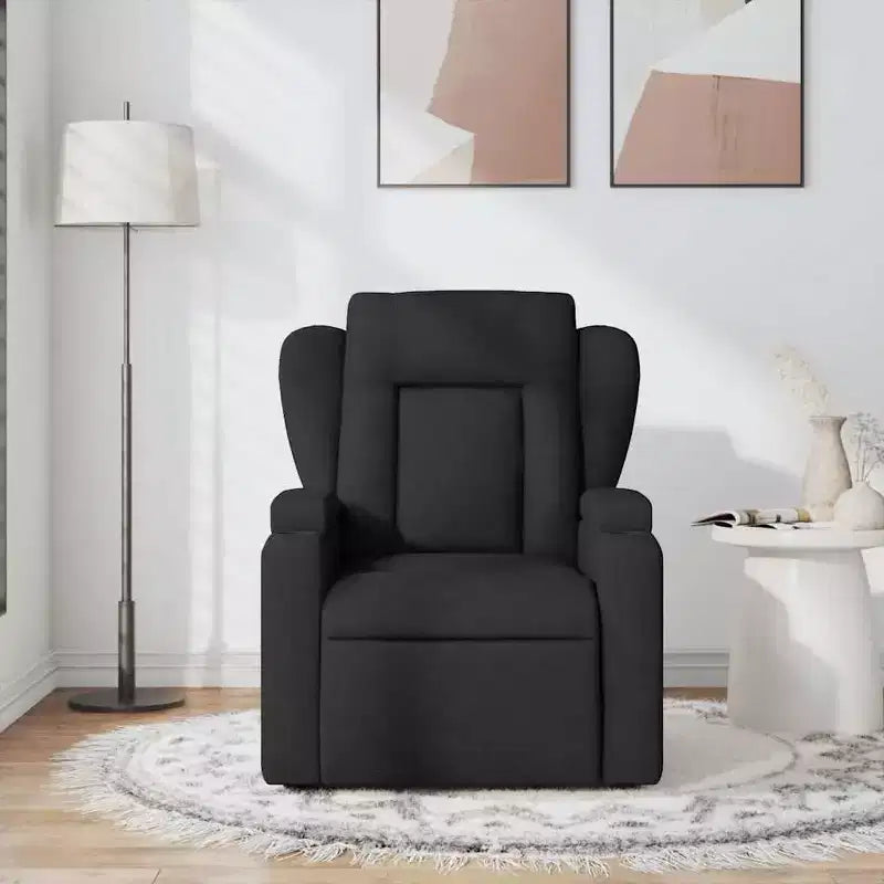 vidaXL Fauteuil inclinable en tissu noir - Massage par vibrations à 6 points, dossier et repose-pieds réglables pour une relaxation ultime