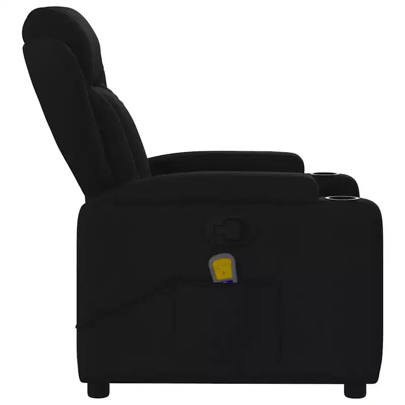 vidaXL Fauteuil inclinable en tissu noir - Massage par vibrations à 6 points, dossier et repose-pieds réglables pour une relaxation ultime