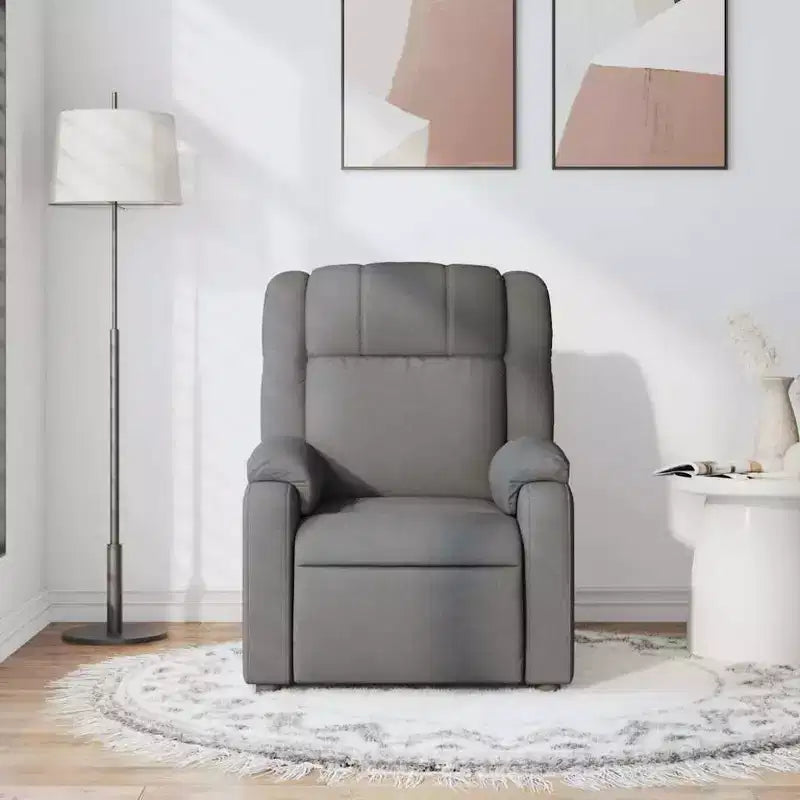 vidaXL Fauteuil inclinable de massage pour salon, 6 points de vibration réglables, tissu gris foncé