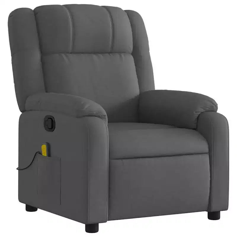 vidaXL Fauteuil inclinable de massage pour salon, 6 points de vibration réglables, tissu gris foncé