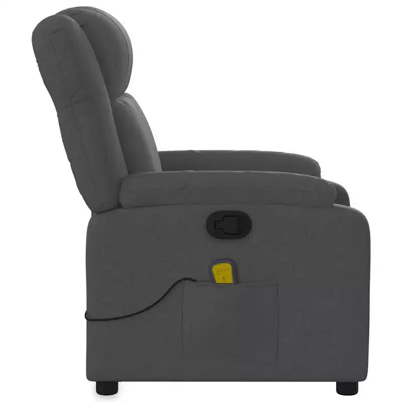 vidaXL Fauteuil inclinable de massage pour salon, 6 points de vibration réglables, tissu gris foncé