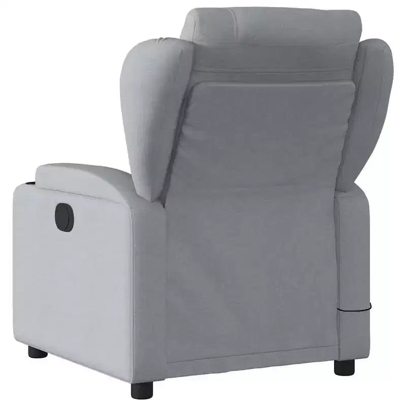 vidaXL Fauteuil inclinable de massage - Tissu gris clair, 6 points de vibration, inclinaison manuelle, porte-gobelets, fauteuil avec source d'alimentation USB
